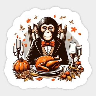 Happy Thanksgiving Monkey Sticker